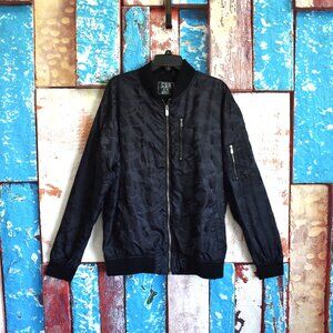 Men's CSG Champs Sports Gear Bomber Style Camo Windbreaker Jacket XLARGE Black